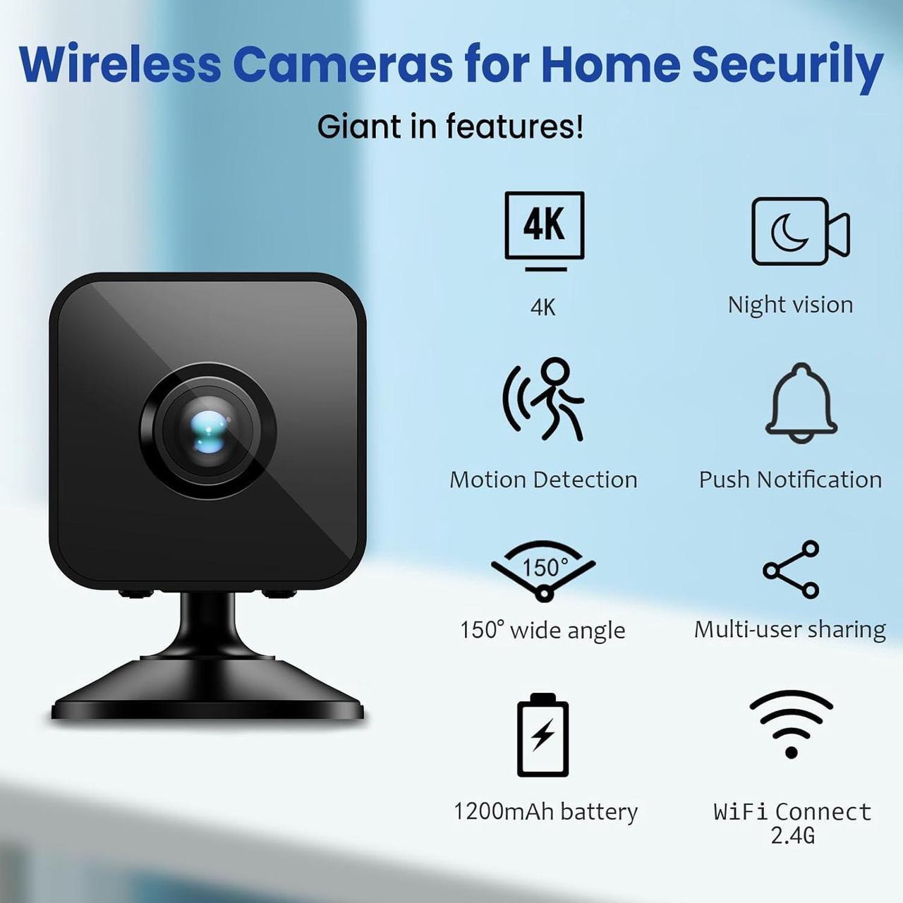 Alt view image 3 of 7 - 4K Mini Indoor Wireless Camera Micro Pet WiFi Small House Tiny Body Security Camera Nanny Smart Cameras,Night Vision Motion Detection Indoor Outdoor