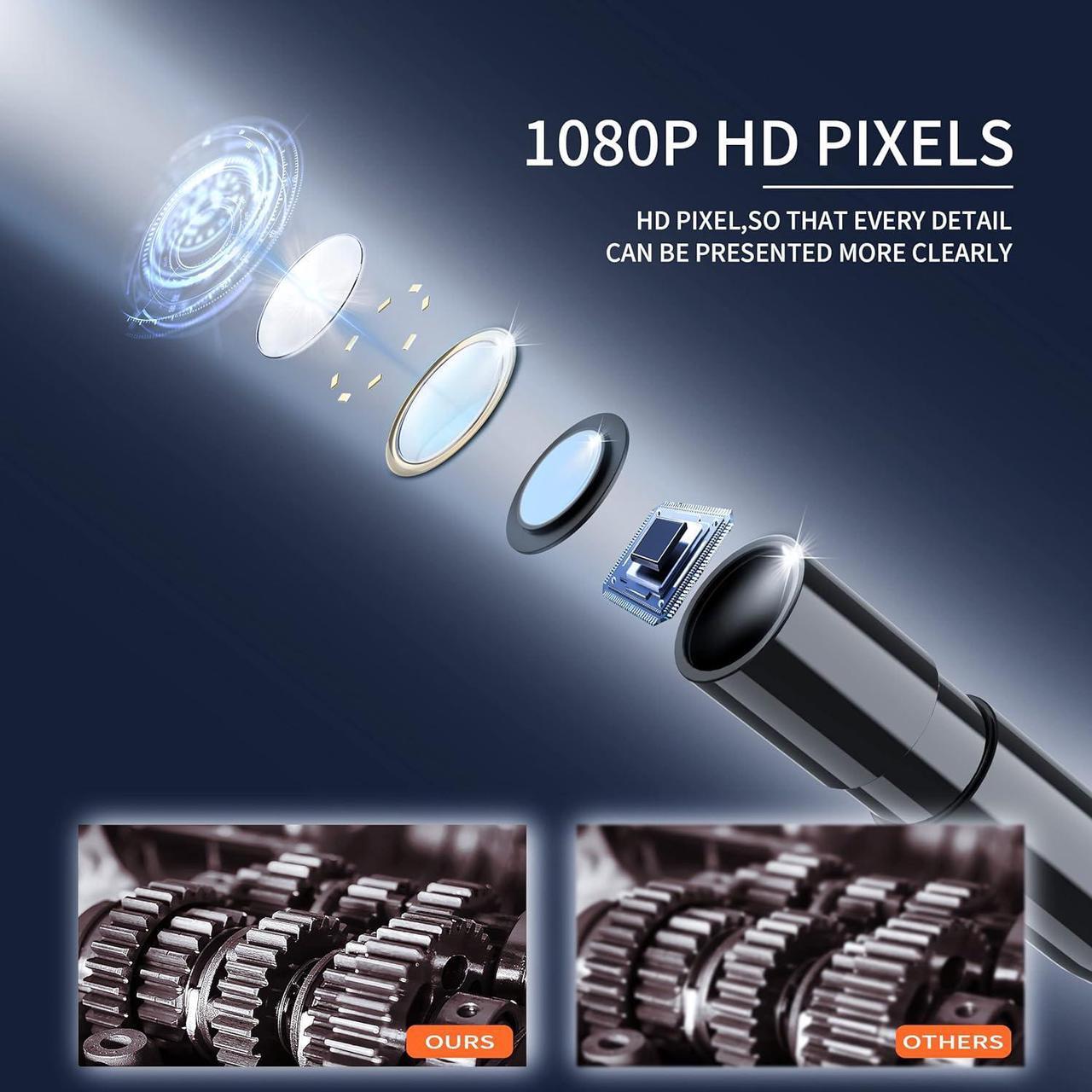 Alt view image 3 of 7 - Endoscope Camera with Light, 1080P HD Borescope with 8 Adjustable Lights, 4.3" Endoscope with 16.4ft Semi-Rigid Snake Camera, IP67 Waterproof Borescopes-Father's Day Gift&Cool Gadgets for Men