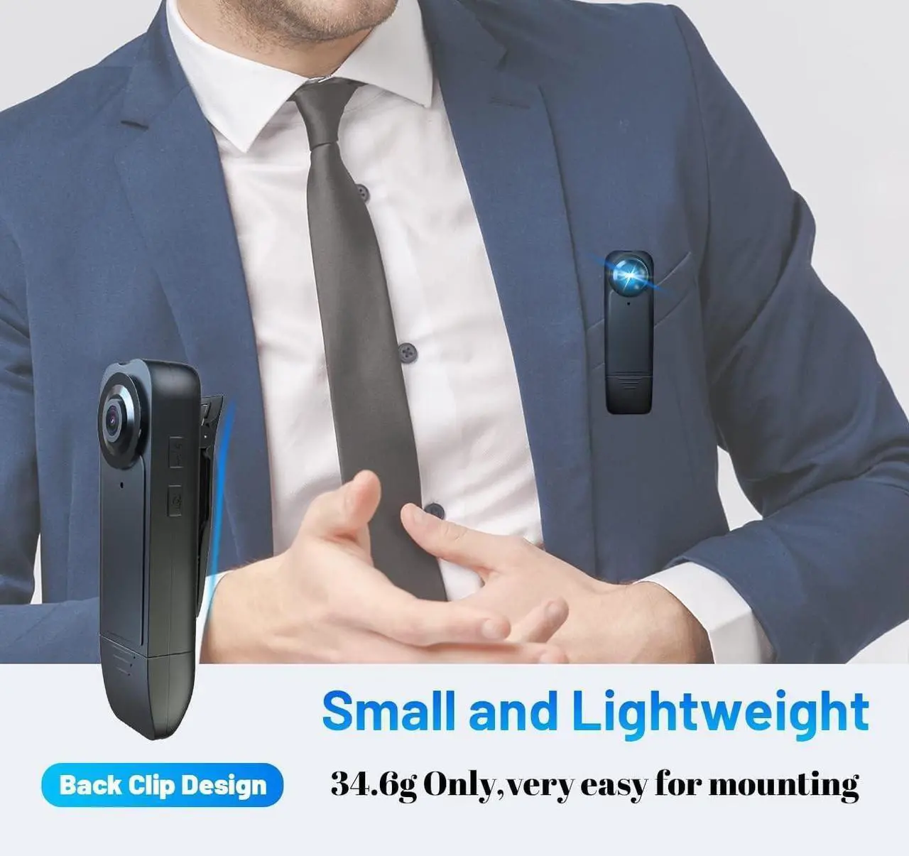 Alt view image 2 of 7 - Mini Body Camera 1080P HD Bodycam with Night Vision 64GB Card 1000 mAh 6HR Battery Life Wearable Camcorder for Daily Records, Cycling, Delivery/Serving Jobs
