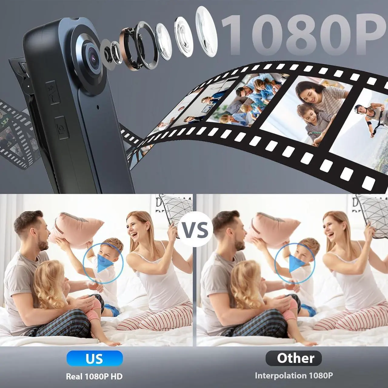 Alt view image 5 of 7 - Mini Body Camera 1080P HD Bodycam with Night Vision 64GB Card 1000 mAh 6HR Battery Life Wearable Camcorder for Daily Records, Cycling, Delivery/Serving Jobs