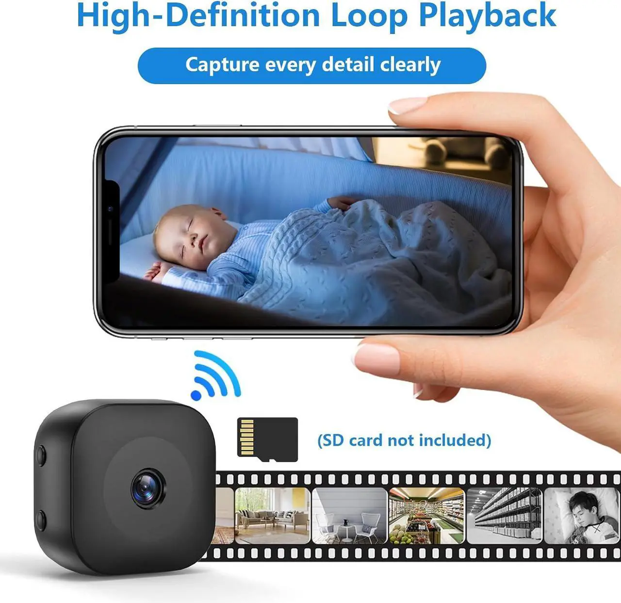 Alt view image 2 of 7 - Hidden Camera,4K Wireless WiFi Mini Camera with App SD Card Storage, Portable Surveillance for Indoor