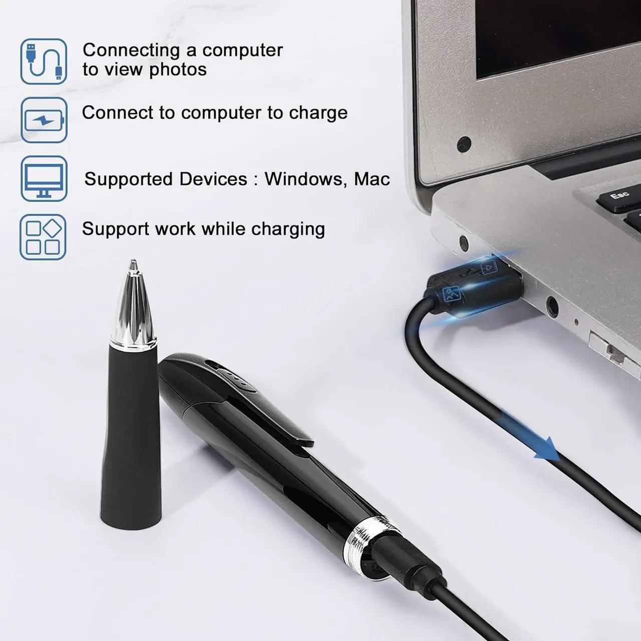 Alt view image 3 of 5 - Mini Camera Pen Camera, HD 1080P Small Security Camera, 32GB Rechargeable Nanny Cam