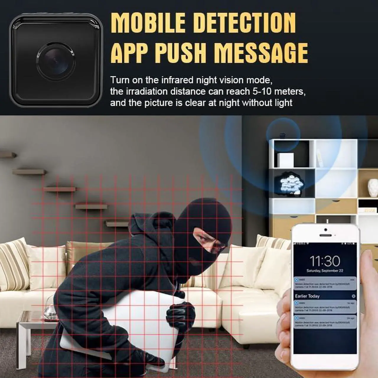 Alt view image 5 of 7 - Mini Wireless Camera WIFI Security Camera,Smallest 1080P HD Home Indoor Outdoor Cameras Room Dog Pet Cams, Nanny Cam, 110 Angle Night Vision Tiny Home Camera for Home ,Can No Need WiFi Camera