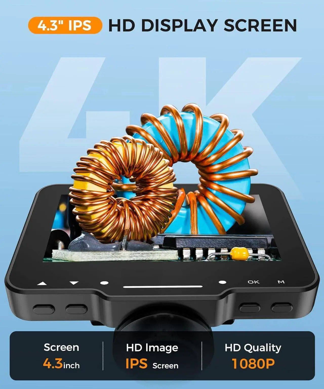 Alt view image 7 of 7 - LCD Digital Microscope,4.3 Inch 1080P 10 Megapixels,10MP Camera Video Recorder with HD Screen,1-1000X Magnification Zoom Wireless USB Stereo Microscope Camera