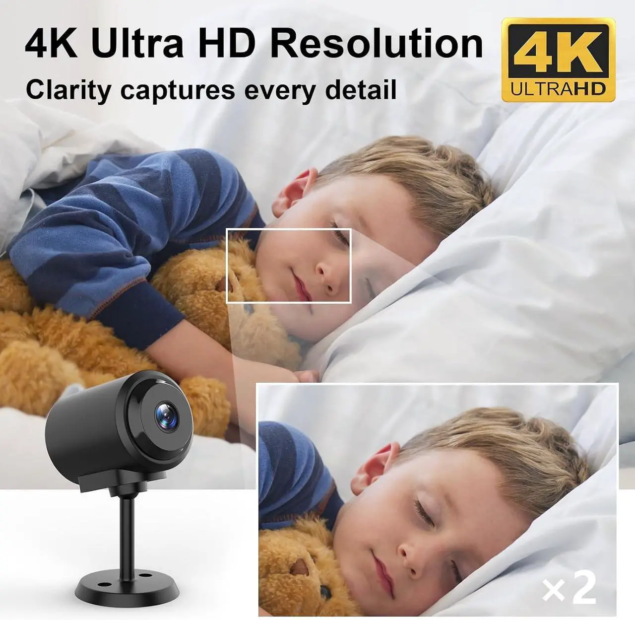 Alt view image 4 of 7 - 4K Security Camera,WiFi Mini Wireless,Real-Time Monitoring with App SD Card Storage Portable Surveillance,Night Vision for Indoor