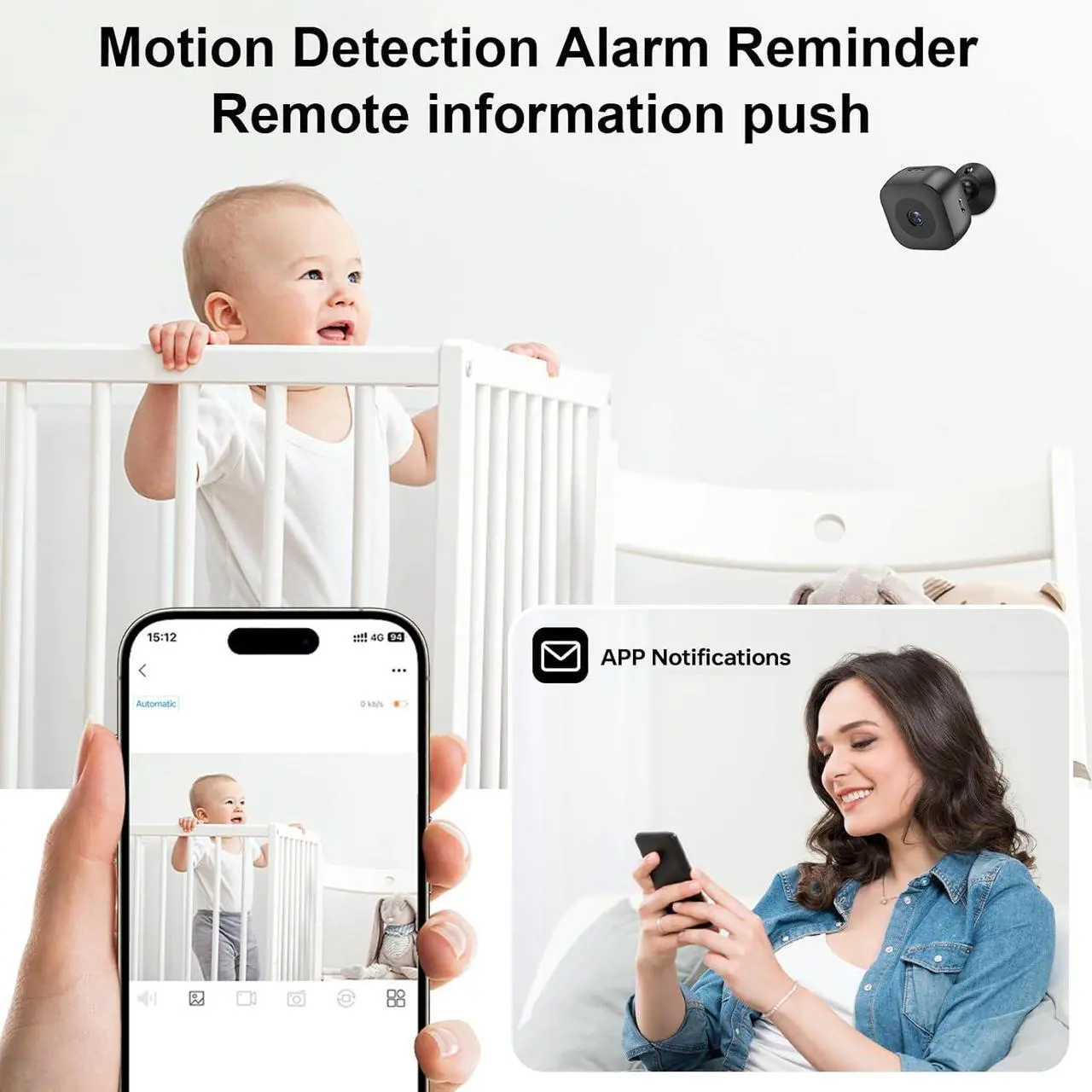 Alt view image 7 of 7 - Mini Camera,Wireless WiFi Security Camera for Home,Motion Detection & SD Card Storage,Surveillance with Motion Detection and App Control for Indoor Security