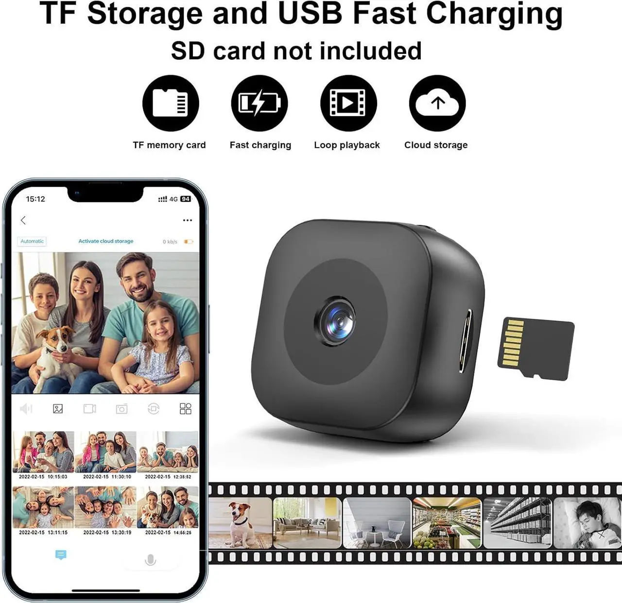 Alt view image 3 of 7 - Mini Camera,Wireless WiFi Security Camera for Home,Motion Detection & SD Card Storage,Surveillance with Motion Detection and App Control for Indoor Security