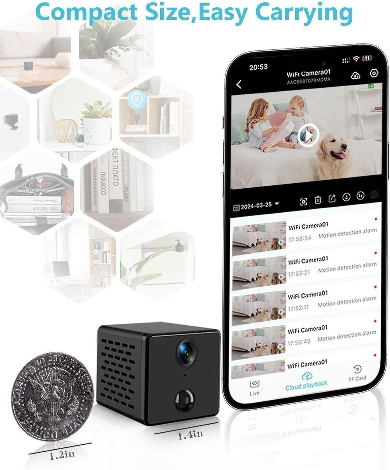 Alt view image 2 of 7 - WiFi Mini Camera | Hidden Spy Camera | Free Cloud Storage & 32G SD Card, 2024 4K HD Smallest Cam, 150 Days Standby Time, Surveillance Wireless Camera with AI Motion Detection, Auto Night Vision