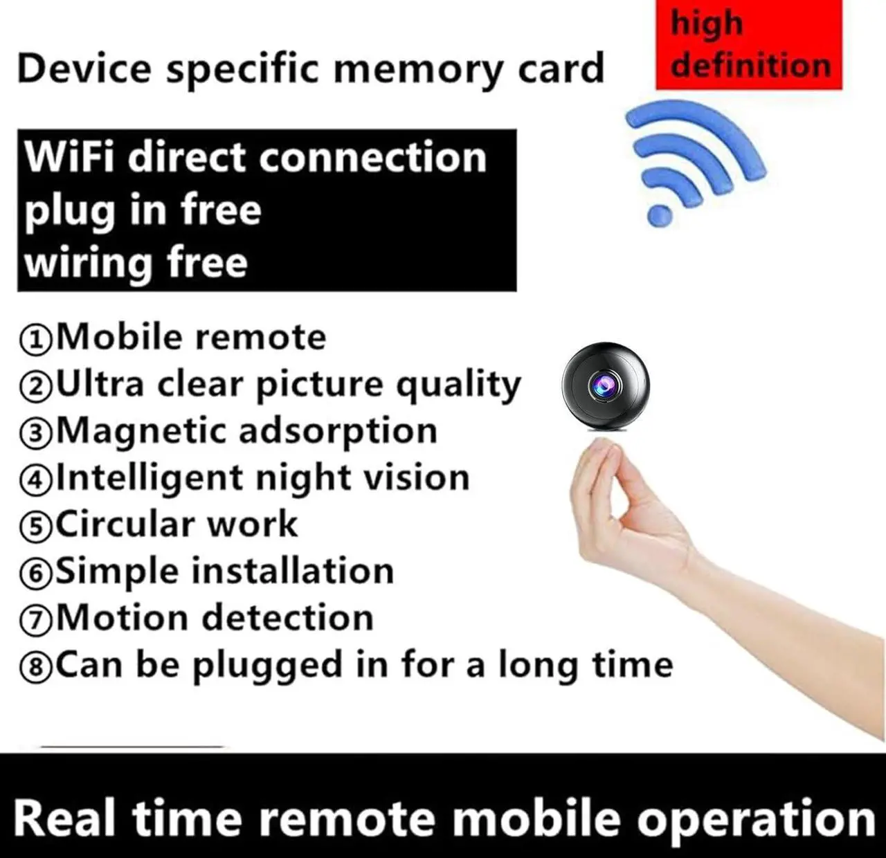 Alt view image 2 of 5 - Hidden Camera with Audio/Video. Mini Small Camera. Spy Hidden Cameras for Home Indoor Use. Spy Cam with Night Vision and Motion Detection | Only 0.9 inch! Baby Monitor Small Mini Wireless Outdoor S26
