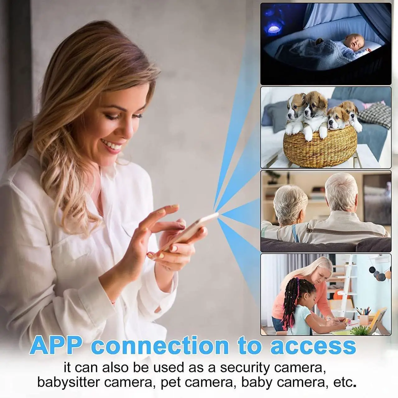 Alt view image 2 of 6 - Wi-Fi Camera 1080P HD Smart Home Cameras Mini Cameras Cam with Motion Sensor Night Vision App Control Cellphone Control No Battery No Need Wi-Fi