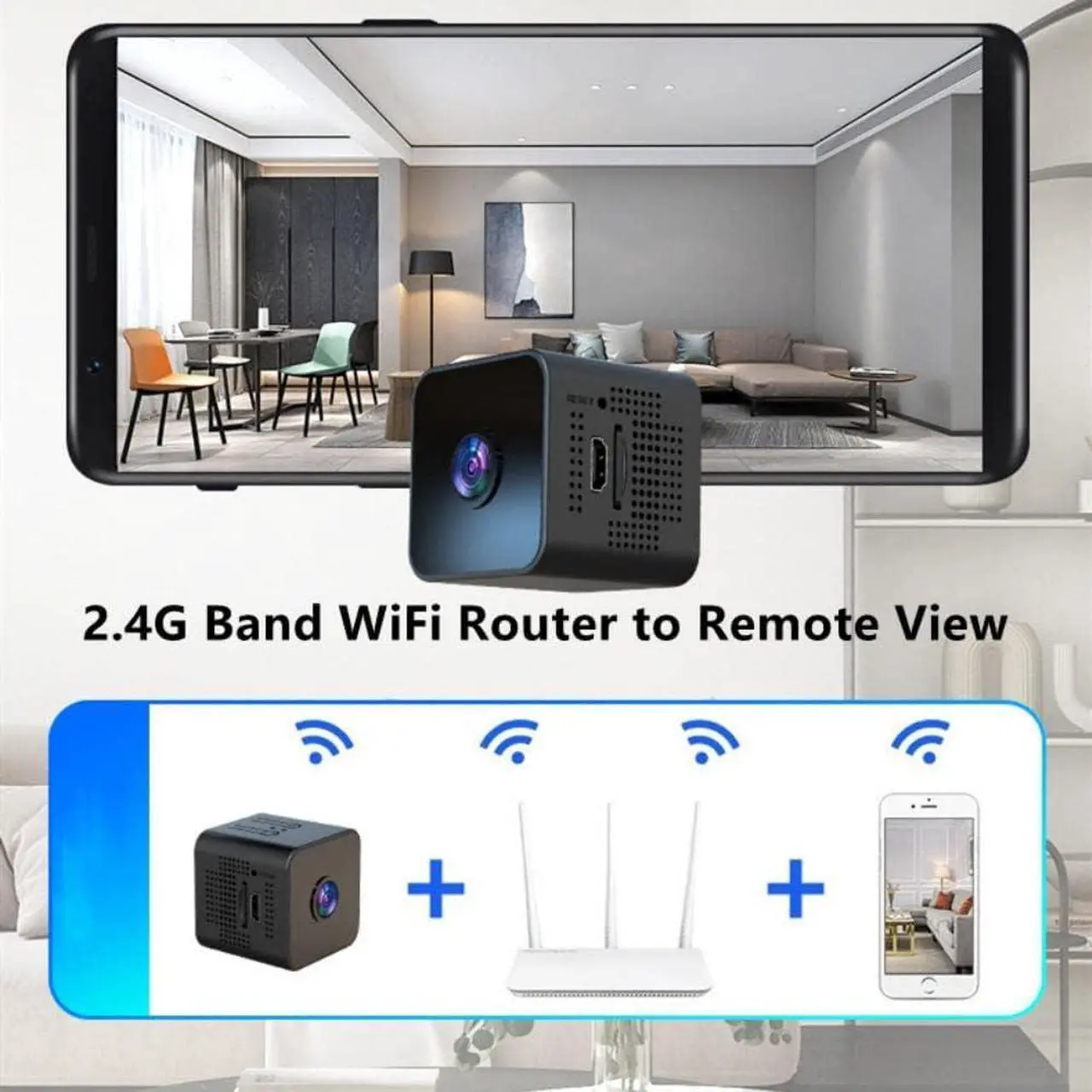 Alt view image 2 of 6 - Camera Hidden Home Mini Spy Camera WiFi Room Video Camera Hidden Small Nanny Cam with App Motion Detection Night Vision Indoor Security for Kids, Pet, Elders