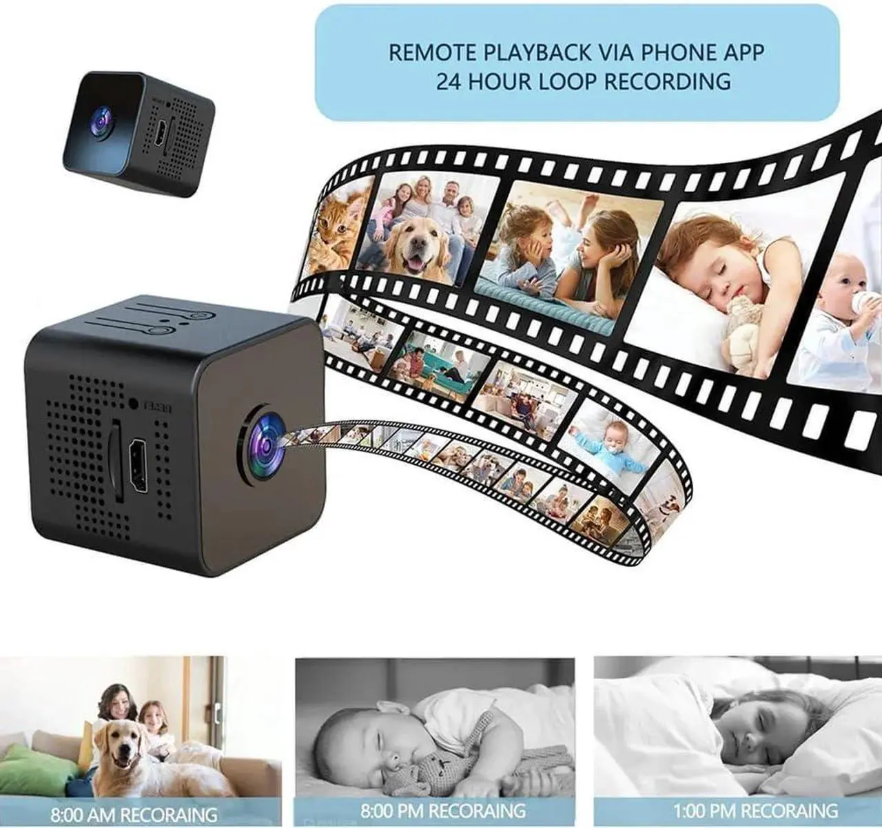 Alt view image 6 of 6 - Camera Hidden Home Mini Spy Camera WiFi Room Video Camera Hidden Small Nanny Cam with App Motion Detection Night Vision Indoor Security for Kids, Pet, Elders