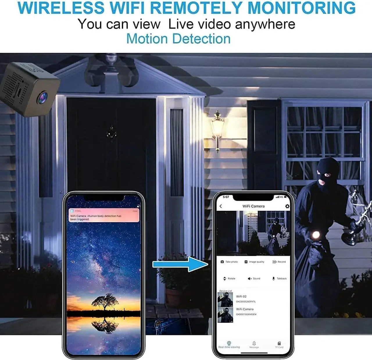 Alt view image 4 of 6 - Camera Hidden Home Mini Spy Camera WiFi Room Video Camera Hidden Small Nanny Cam with App Motion Detection Night Vision Indoor Security for Kids, Pet, Elders