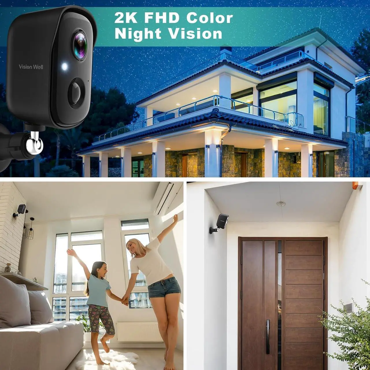 Alt view image 5 of 6 - Security Cameras Wireless Outdoor, 2K Battery Powered AI Motion Detection Spotlight Siren Alarm WiFi Surveillance Indoor Home Camera, Color Night Vision, 2-Way Talk, Waterproof, Cloud/SD Storage