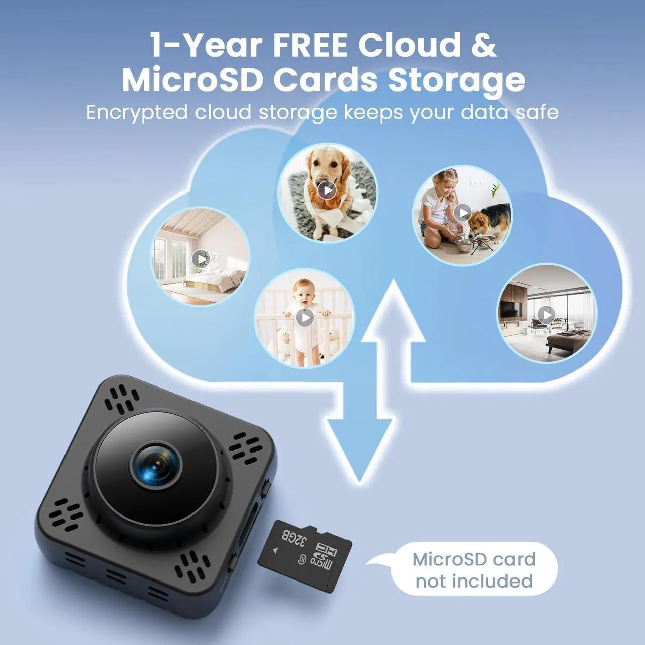 Alt view image 4 of 7 - Mini Camera, 4K HD WiFi Nanny Cam - Surveillance WiFi Camera with 1-Year Cloud Storage, Motion Detection & Night Vision, No WiFi Needed Camera with Magnetic Mount for Pet/Baby/Nanny