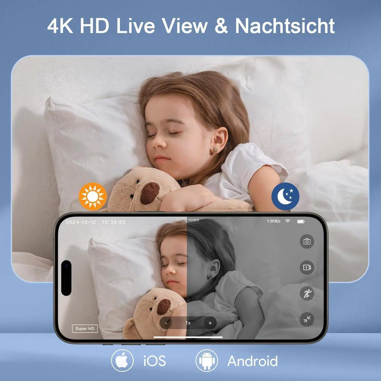 Alt view image 7 of 7 - Mini Camera, 4K HD WiFi Nanny Cam - Surveillance WiFi Camera with 1-Year Cloud Storage, Motion Detection & Night Vision, No WiFi Needed Camera with Magnetic Mount for Pet/Baby/Nanny