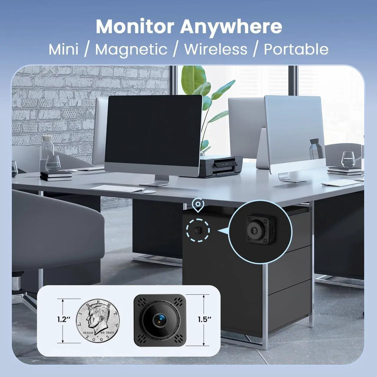 Alt view image 2 of 7 - Mini Camera, 4K HD WiFi Nanny Cam - Surveillance WiFi Camera with 1-Year Cloud Storage, Motion Detection & Night Vision, No WiFi Needed Camera with Magnetic Mount for Pet/Baby/Nanny