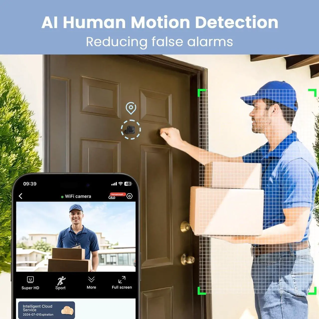 Alt view image 6 of 7 - Mini Camera, 4K HD WiFi Nanny Cam - Surveillance WiFi Camera with 1-Year Cloud Storage, Motion Detection & Night Vision, No WiFi Needed Camera with Magnetic Mount for Pet/Baby/Nanny