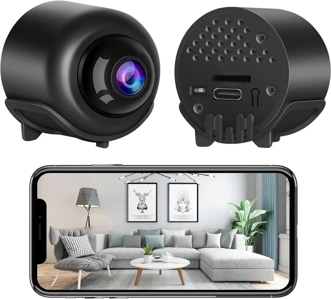 Alt view image 6 of 7 - Tiny WiFi Camera for Home Security 1Pcs, 3MP Portable HD Night Vision Motion Detection Remote Surveillance 120° Wide Angle Camera, Baby Monitor Small Motion Activated Camera Use with Wire