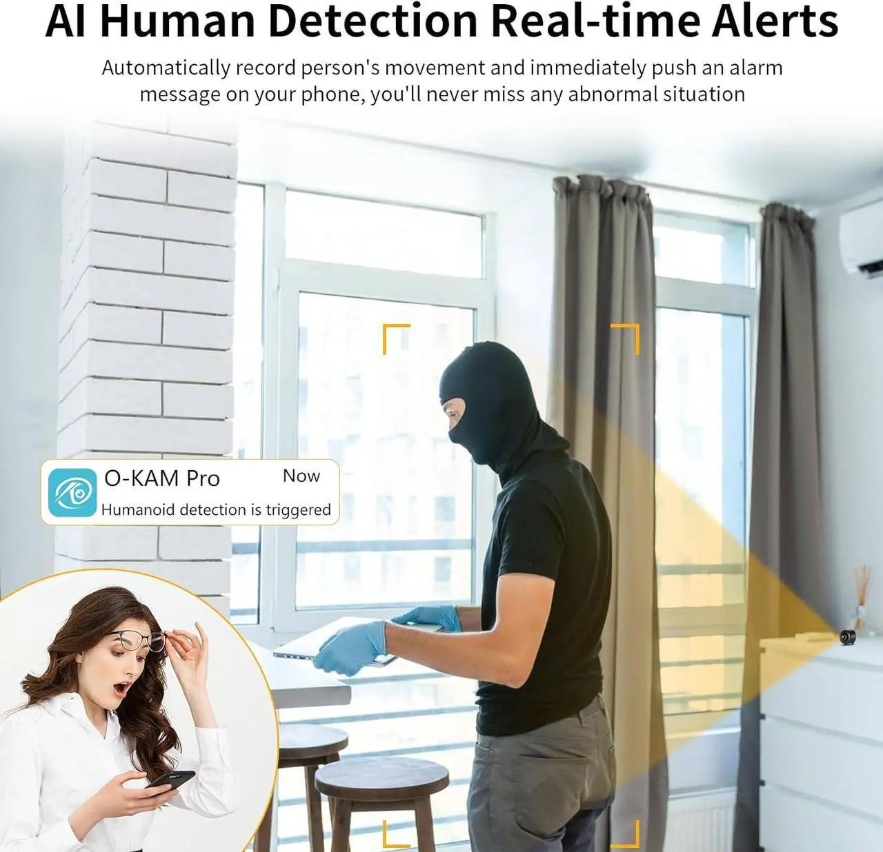 Alt view image 5 of 7 - Tiny WiFi Camera for Home Security 1Pcs, 3MP Portable HD Night Vision Motion Detection Remote Surveillance 120° Wide Angle Camera, Baby Monitor Small Motion Activated Camera Use with Wire
