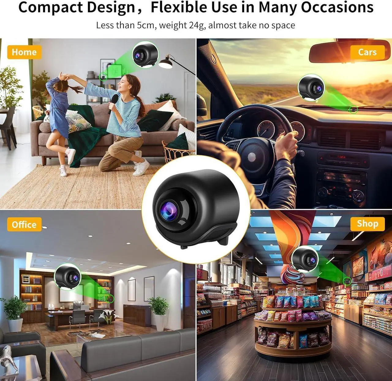 Alt view image 3 of 7 - Tiny WiFi Camera for Home Security 1Pcs, 3MP Portable HD Night Vision Motion Detection Remote Surveillance 120° Wide Angle Camera, Baby Monitor Small Motion Activated Camera Use with Wire