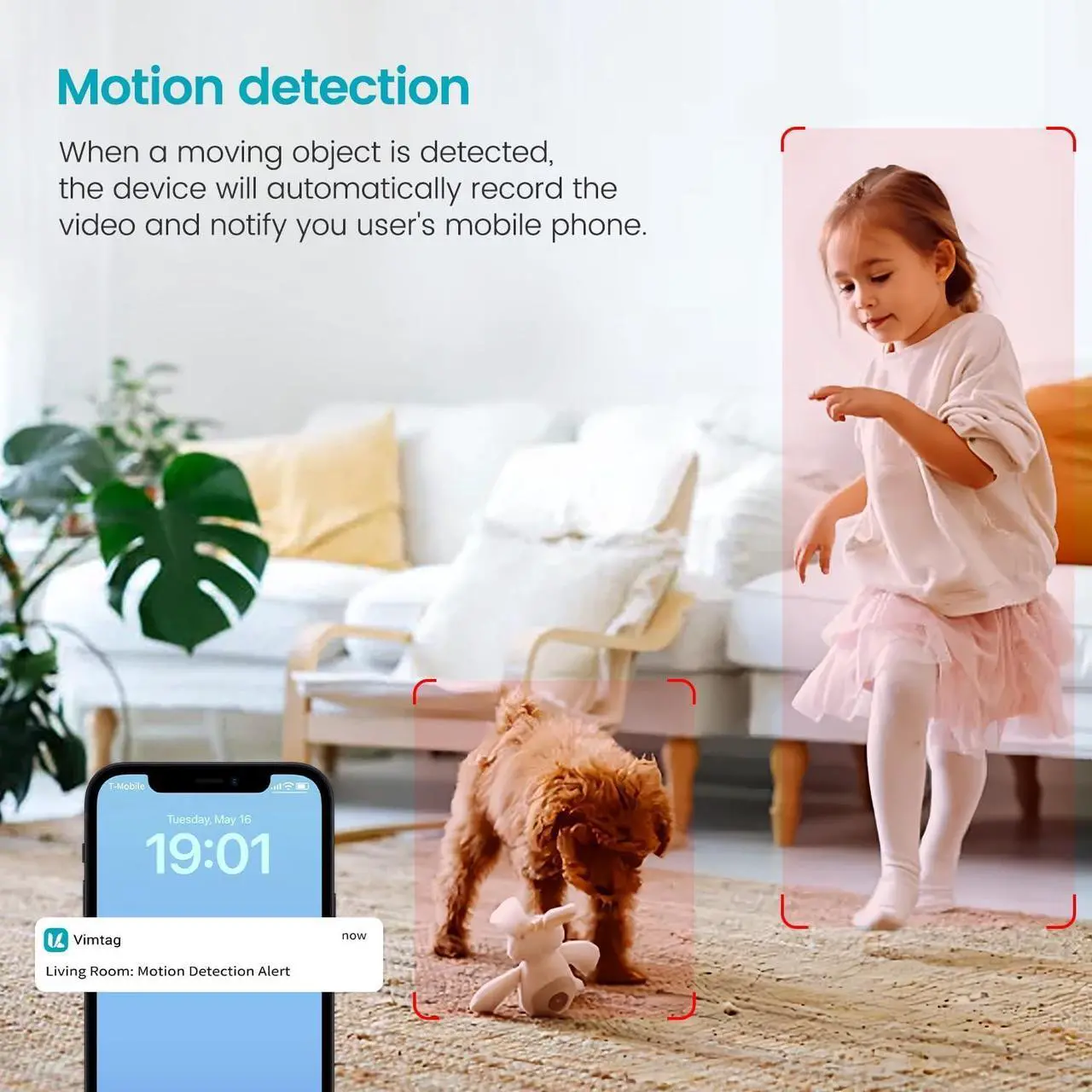 Alt view image 5 of 7 - Indoor 3.5K/6MP 2.4G WiFi Wired Plug-in Camera for Home Security/Pet/Dog/Cat/Baby with Phone App, 2-Way Audio/Night Vision, AI Human/Sound/Motion Detection, Support Alexa/Up to 512GB TF Card