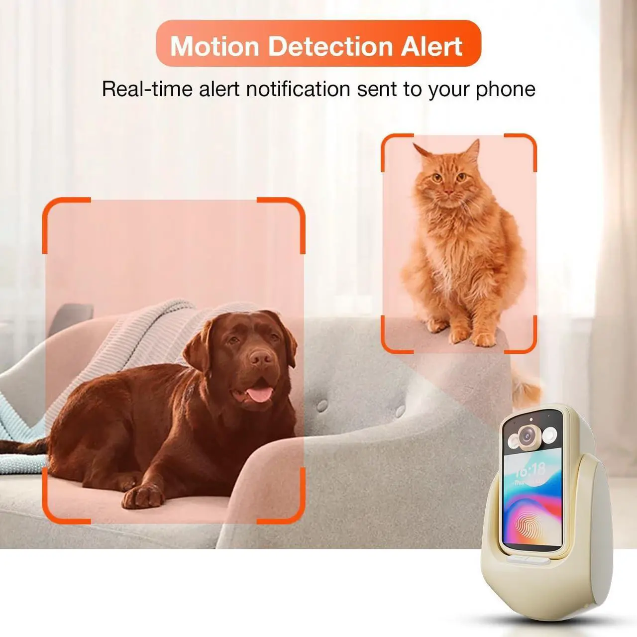 Alt view image 5 of 7 - 2-Way Video Calling Camera with 2.8" Display, In-House Monitoring Pet Camera with Speaker, 360° View PTZ WiFi AI Motion Detection Indoor for Puppy/Cat/Dog with Phone App Control, Indoor Home Security