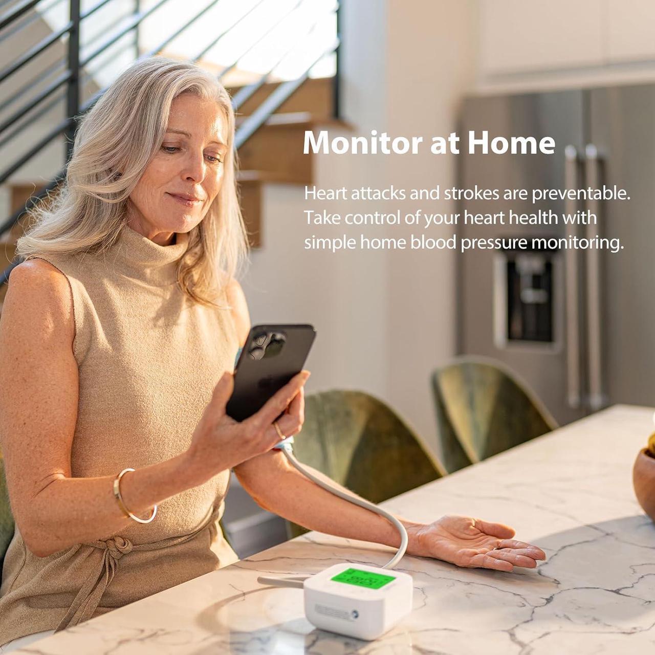 Alt view image 5 of 7 - Smart Upper Arm Blood Pressure Monitor with Wide Range Cuff That fits Standard to Large Adult Arms, Bluetooth Compatible for iOS & Android Devices