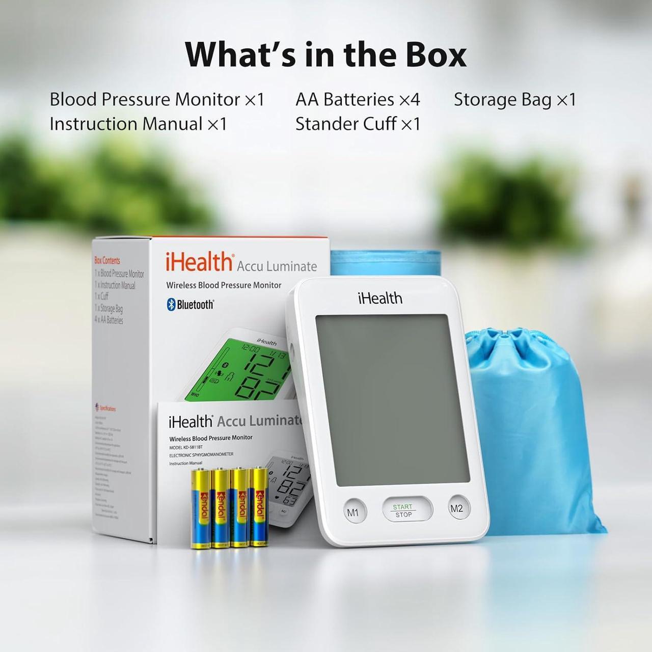 Alt view image 7 of 7 - Blood Pressure Monitor with Color-Coded LCD, Body Movement Detection, Wrap Indicator, Bluetooth Cloud Storage, Adjustable Large Adult Cuff, Dual User Functionality for Home Use