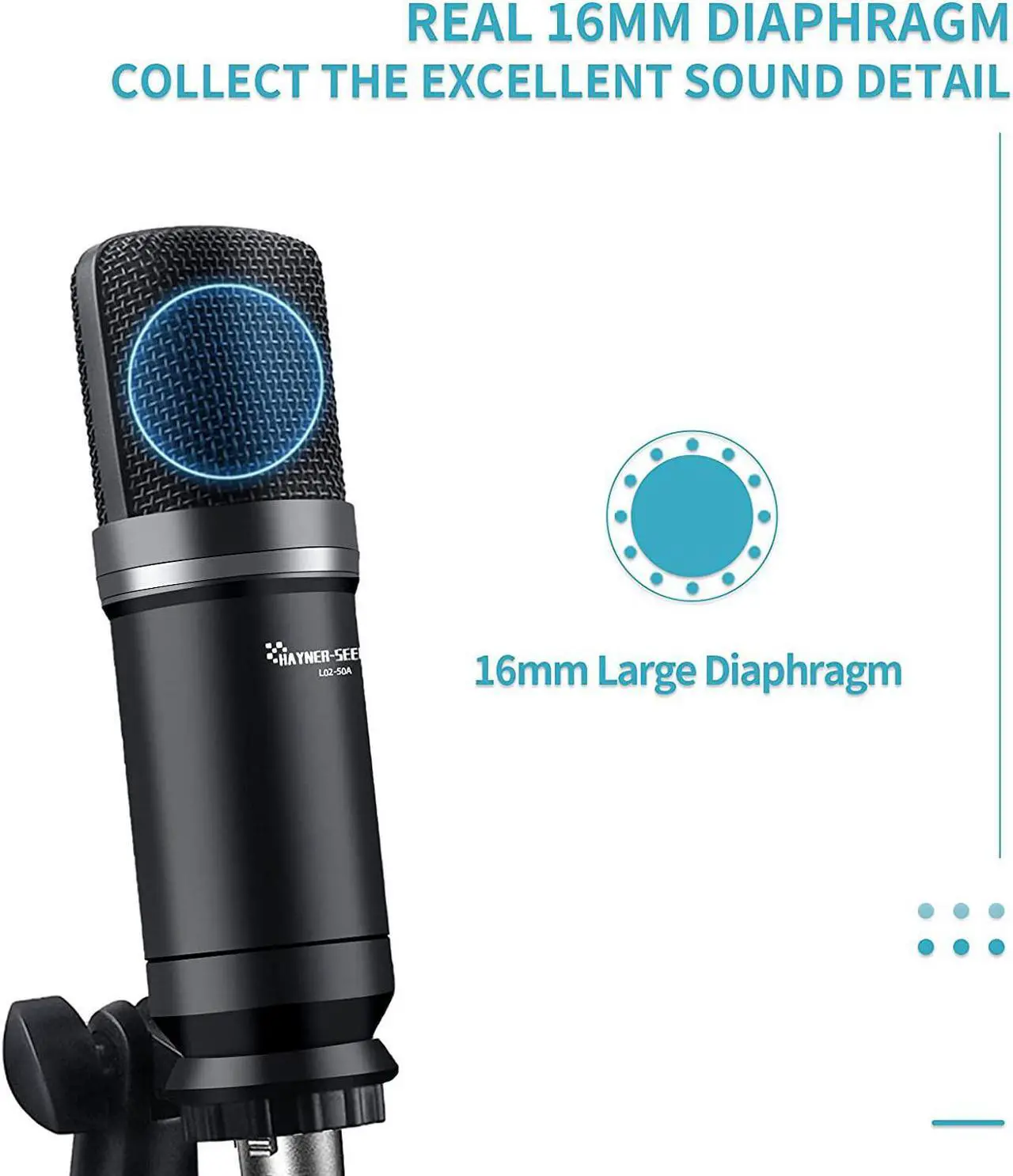 Alt view image 2 of 6 - Podcast Studio Microphone Condenser Mic for Hayner-Seek Podcast Equipment Bundle with 3.5mm Audio XLR Cable