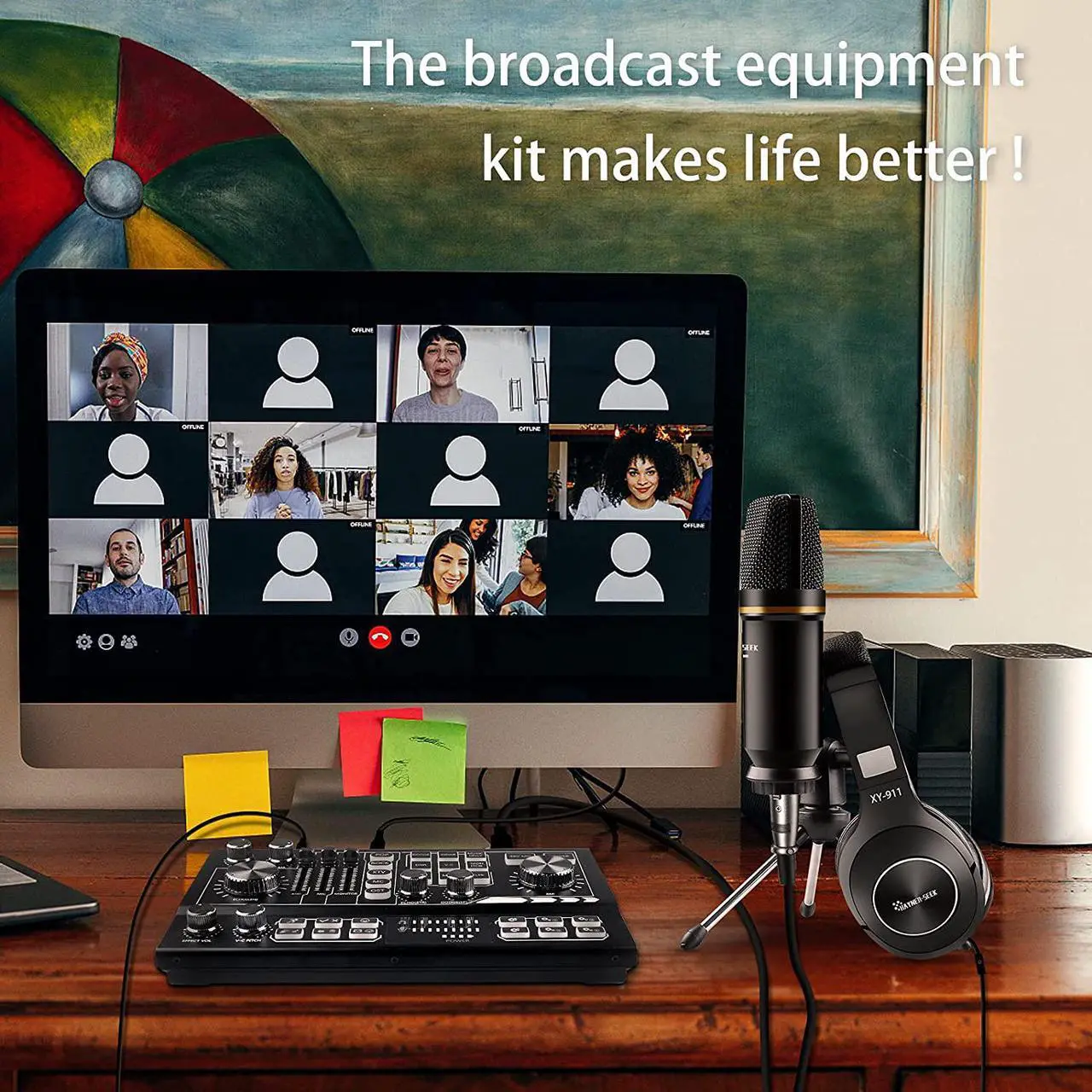 Alt view image 6 of 7 - Podcast Equipment Bundle Aluminum Alloy Panel with Studio Condenser Microphone Sound DJ Mixer Broadcast ALL-IN-ONE Audio Interface [DIY Sound Effect] For PC/Laptop/Phone,Streaming/Podcasting/Recording
