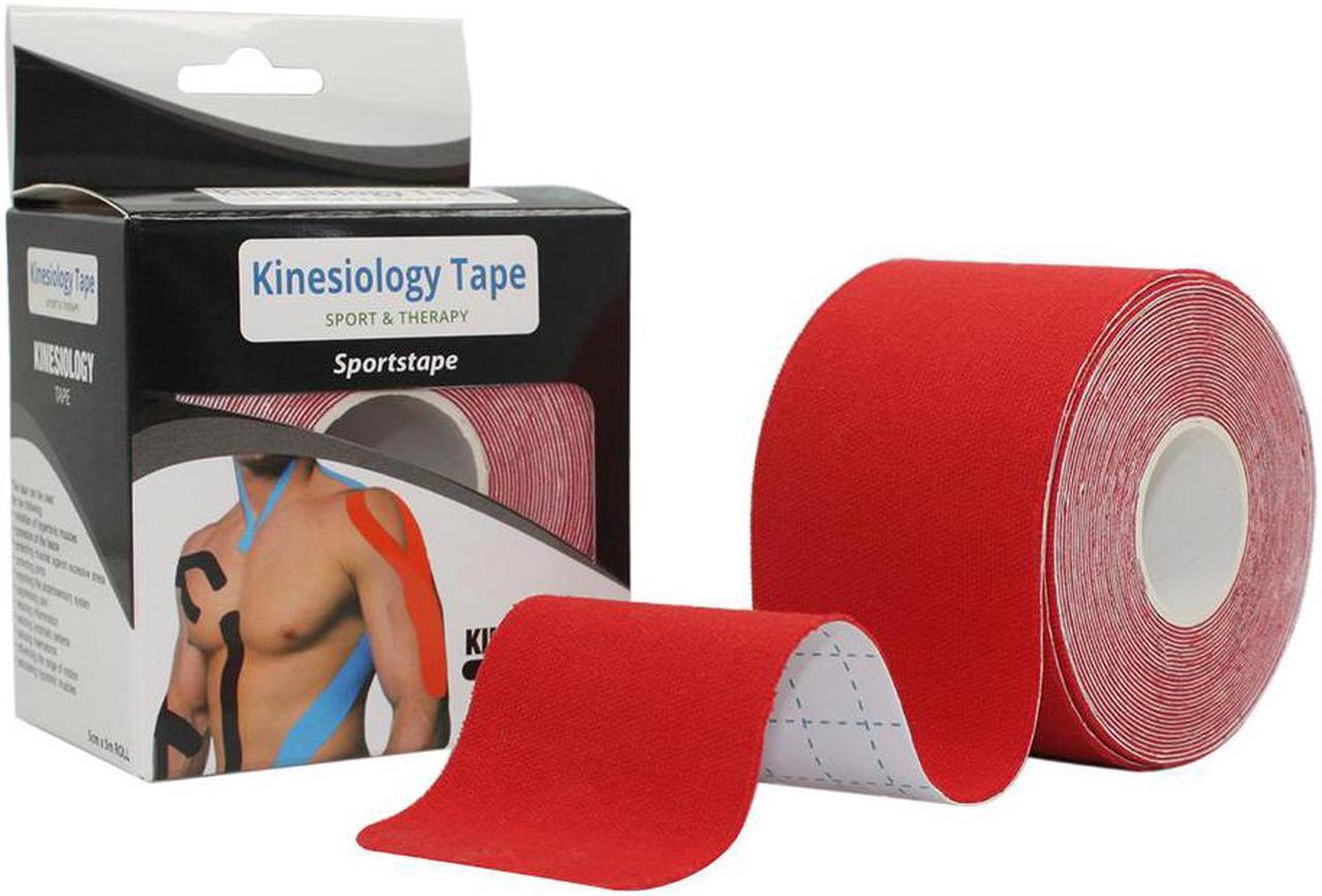 COMOmed Kinesiology Tape Water Resistant Uncut Sports Tape - 2 in x 16.5 ft - Professional Kinesiology Therapeutic Sports Tape,Red, Latex Free