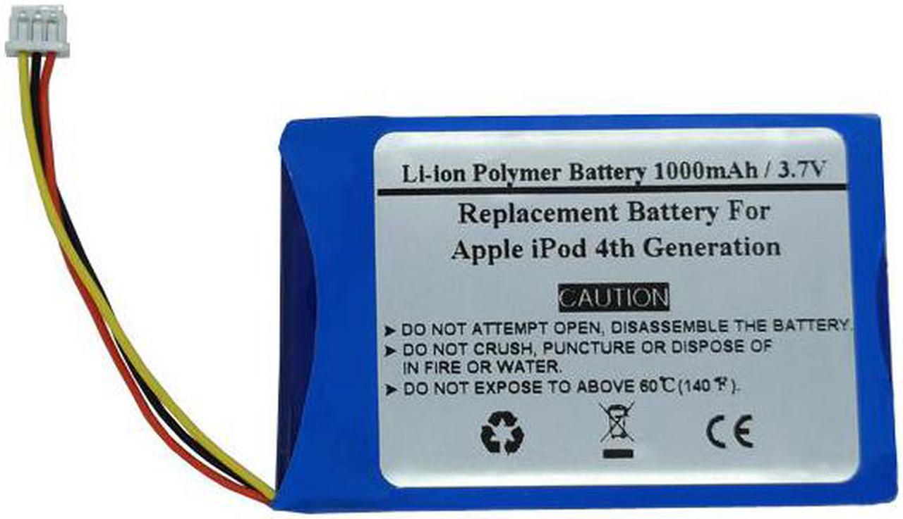 3.7V 1000mAh Replacement Battery for Apple iPod 4th Generation, 616-0183, 616-0206, 616-0215, AW4701218074, ICP0534500