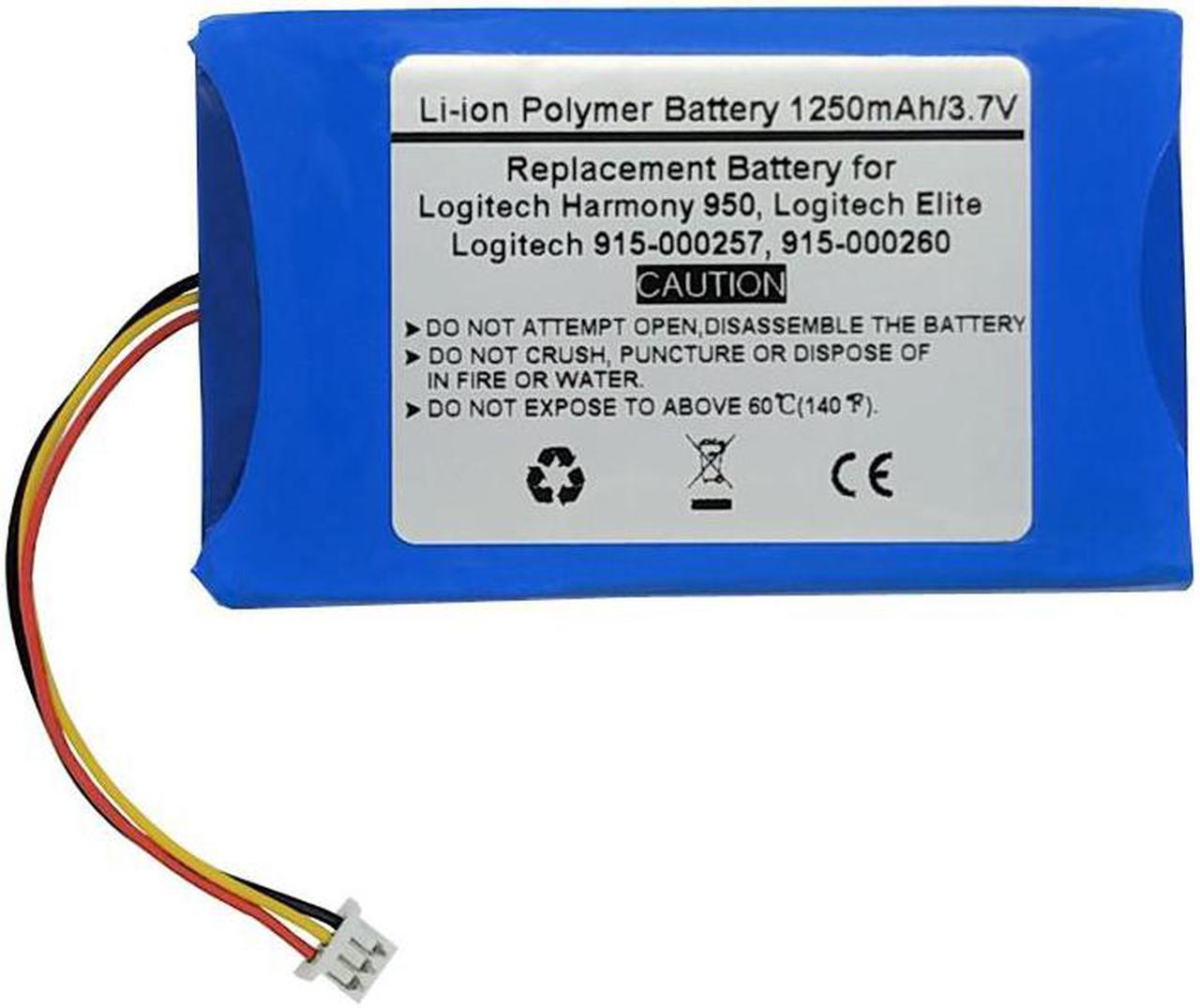 3.7V/1250mAh Battery for Logitech Harmony 950,Logitech Elite,Logitech 915-000257, 915-000260 Remote Control, Logitech 533-000128,623158