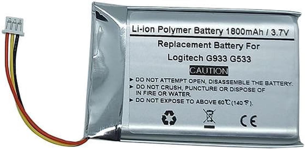 1800mAh 3.7V Replacement Battery For Logitech G933 G533 Wireless Headset, 533-000132