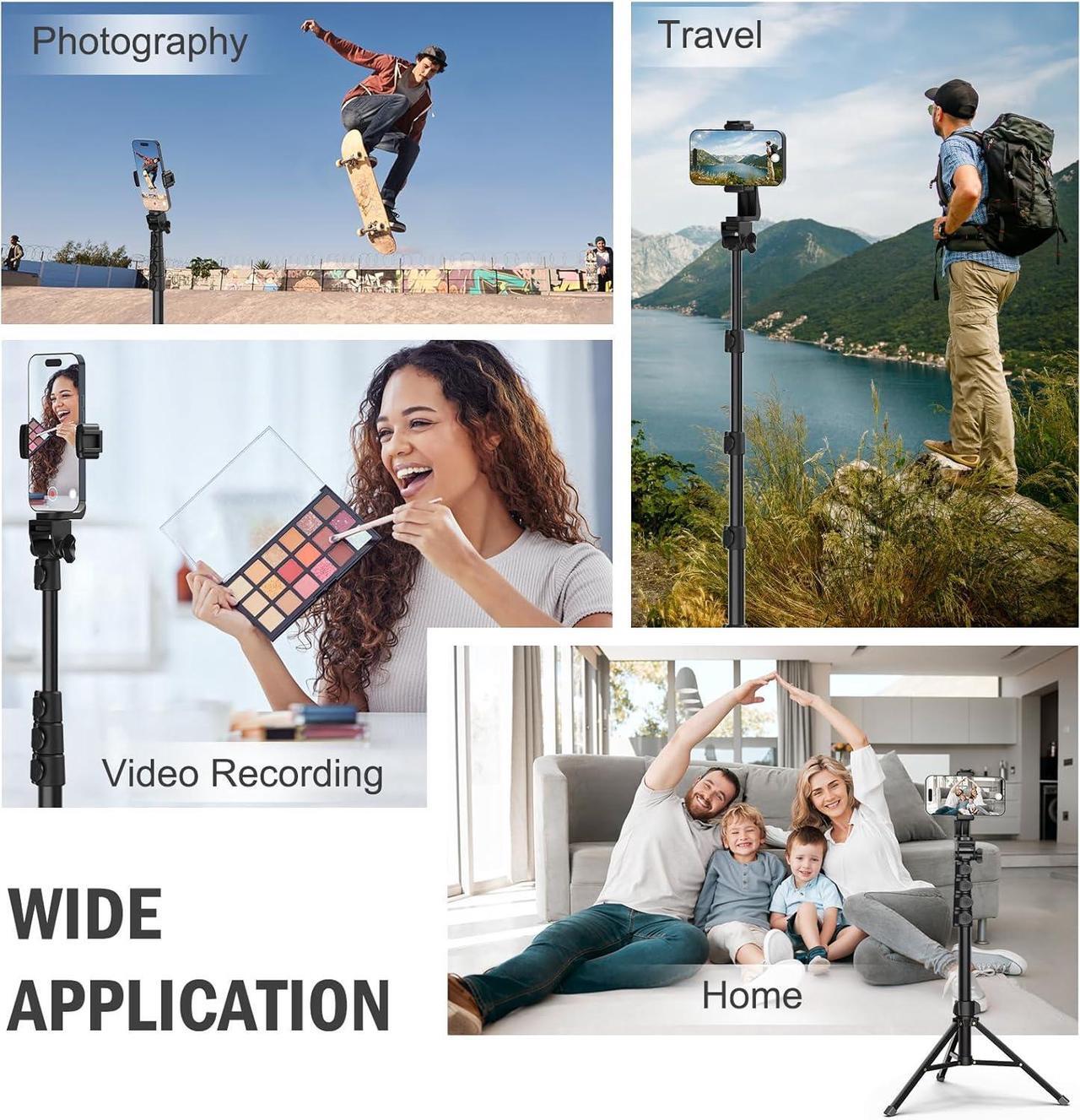 Alt view image 6 of 6 - 64 Tripod for Cell Phone & Camera, Phone Tripod with Remote and Phone Holder, Portable Tripod for iPhone, Phone Tripod for Video Recording, Cell Phone Tripod Mount Stand for Cellphone