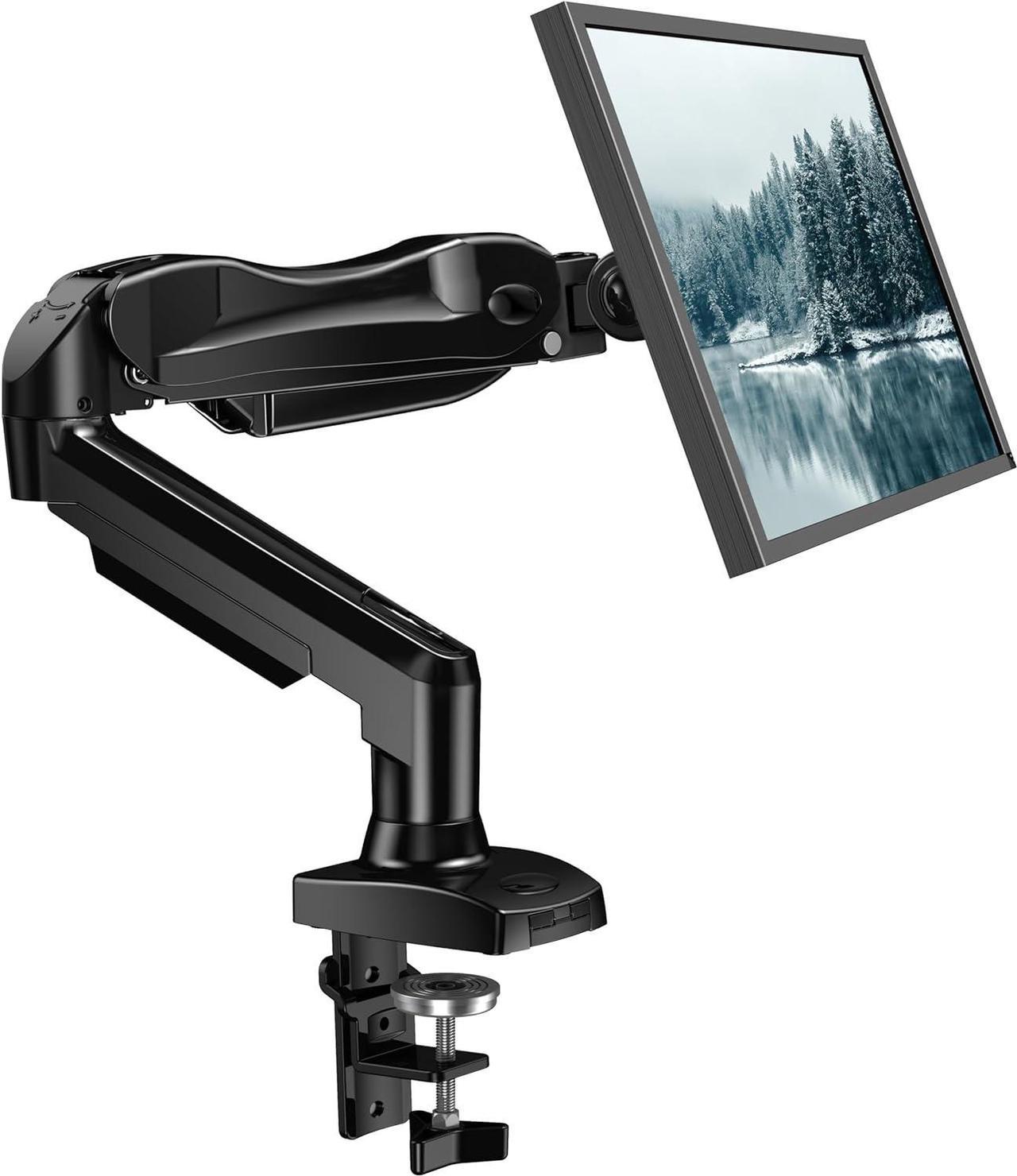 HUANUO Single Monitor Mount, 13 to 32 Inch Gas Monitor Arm, Adjustable Stand, Vesa Mount with Clamp and Grommet Base - Fits 4.4 to 19.8lbs LCD Computer Monitors