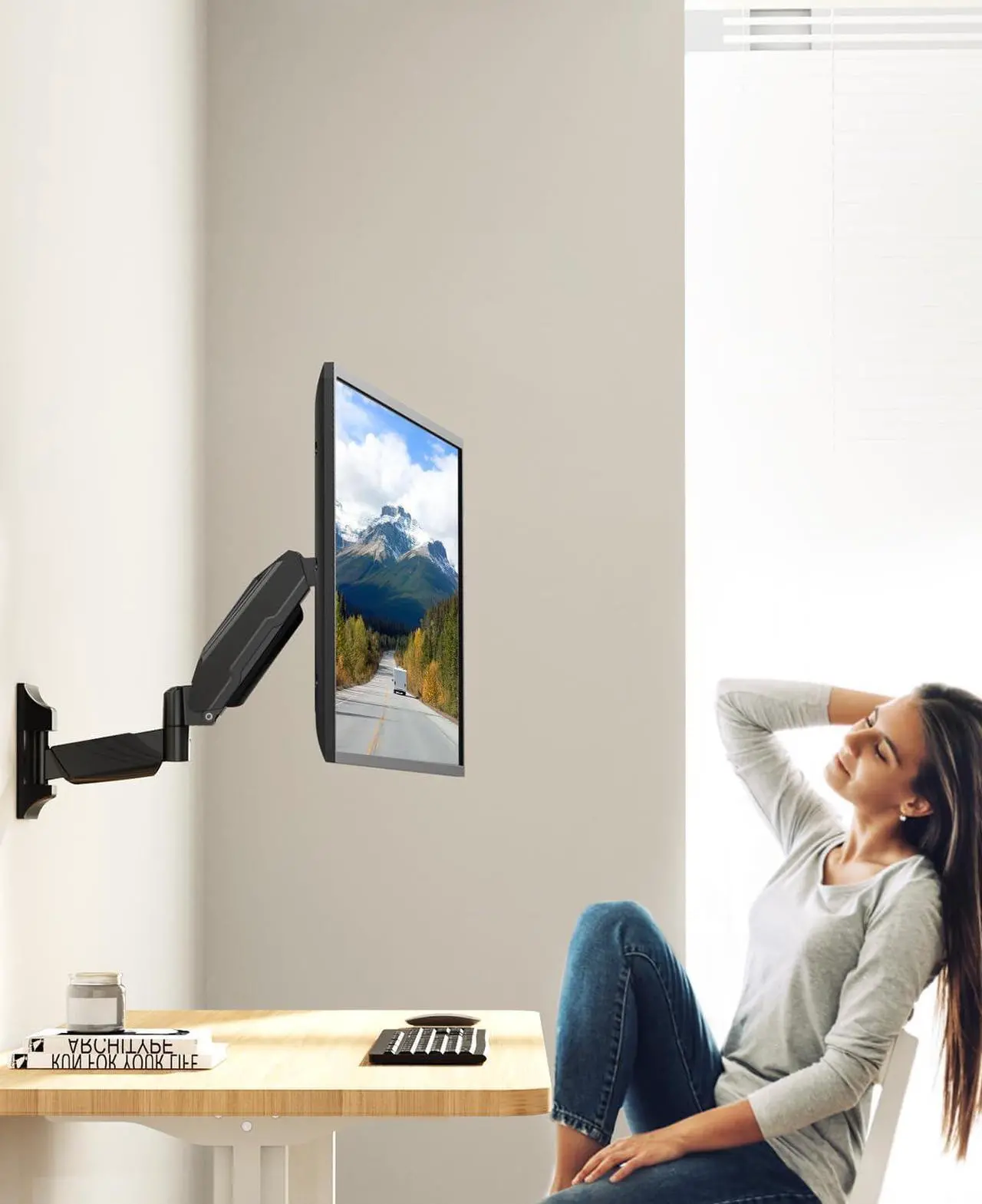 Alt view image 2 of 7 - MOUNT PRO Monitor Wall Mount for Max 32 Inch Computer Screen, Premium Heavy Duty Single Monitor Arm, Full Motion Wall Monitor Mount with VESA Extension Kit, Max VESA 200x200mm
