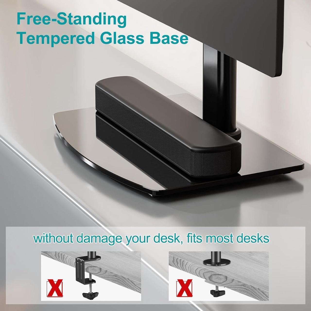 Alt view image 6 of 7 - MOUNT PRO Vertical Single Monitor Stand for Max 42 Inch/26.4lbs Ultrawide Screen, Freestanding Desk Mount With Swivel, Tilt, Rotation, 28.35 Inch Tall, VESA 75x75/100x100
