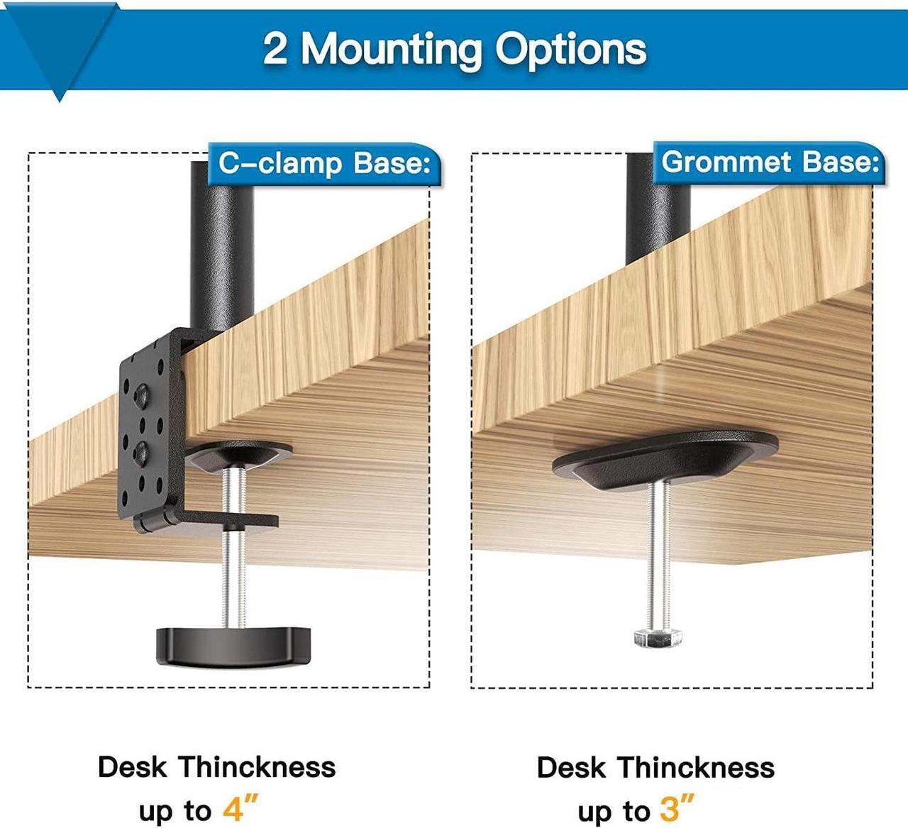 Alt view image 4 of 7 - HUANUO Laptop Mount, Height Adjustable Dual Monitor Mount with Laptop Keyboard Tray Fit Two 13 to 27 Inch Flat Curved Computer Screens and 10 to 17 Inch Notebooks