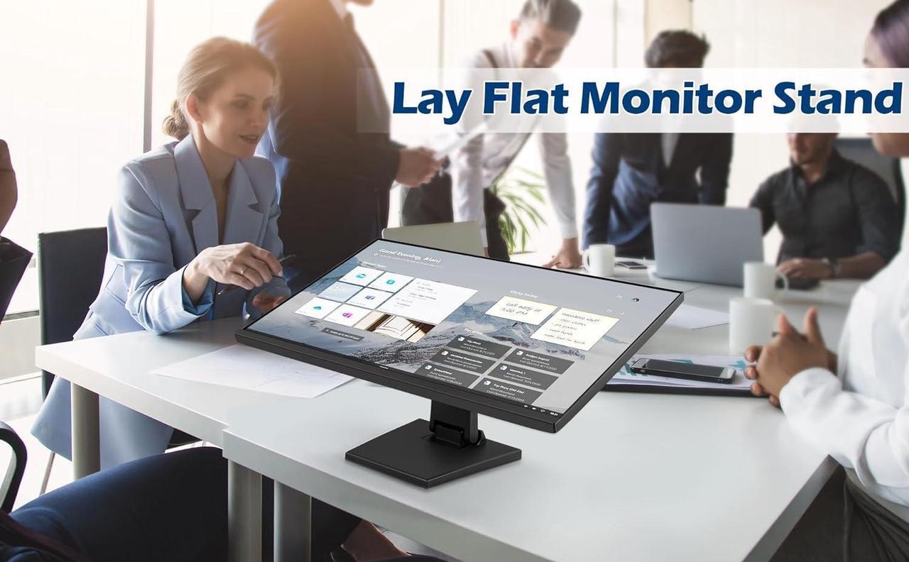 Alt view image 2 of 7 - Lay Flat Monitor Stand - Foldable Low Profile Monitor Stands Compatible with VESA 75x75 and 100x100 Monitor Mounts WS-03A2