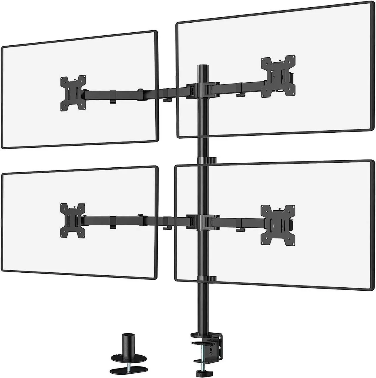 Main image of WALI Quad Monitor Desk Mount, 4 Monitor Stand Fits Heavy Duty Computer Screen up to 27 inch, Full Adjustable Monitor Arm Holds up to 22 lbs per Arm (M004), Black