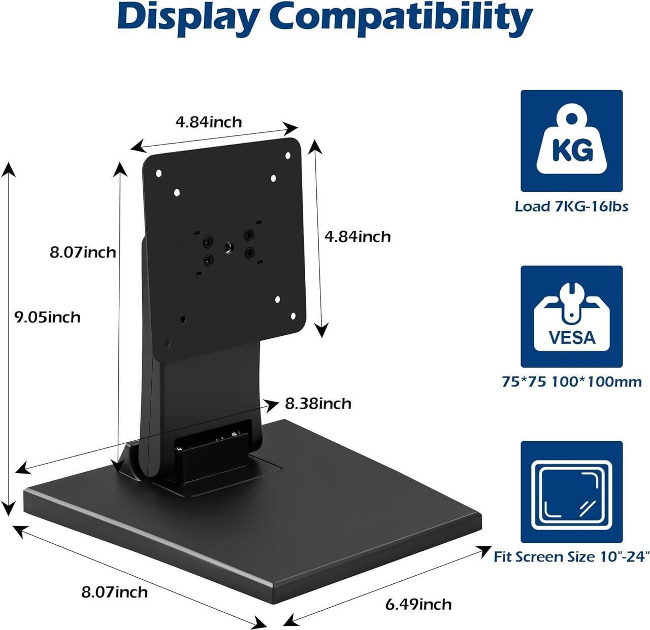 Alt view image 4 of 7 - Lay Flat Monitor Stand - Foldable Low Profile Monitor Stands Compatible with VESA 75x75 and 100x100 Monitor Mounts WS-03A2