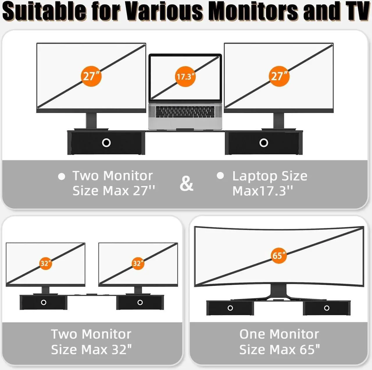 Alt view image 5 of 7 - WESTREE Monitor Stand Riser with Adjustable Laptop Stand Riser, Steel Frame Dual Monitor Stand with Two Drawers for 2 Monitors, Desktop Oraganizer Stand for Computer,Laptop,Screen