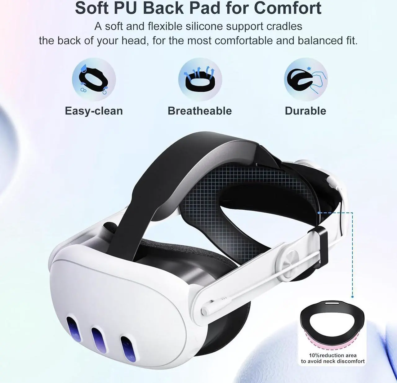 Alt view image 4 of 7 - Aolukytech Comfort Battery Head Strap 10000mAh Compatible with Quest 3 Accessories, Battery Pack Soft Cushion VR Elite Strap for Balance Weight, Extend Playtime & Enhance Immersion & Fast Charge