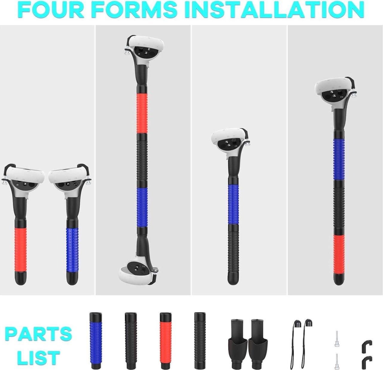 Alt view image 7 of 7 - VR Game Handle Accessories for Quest 2 Controllers, Extension Grips for Playing Beat Saber Gorilla Tag Long Arms, VR Handle Attachments Compatible with Playing VR Games