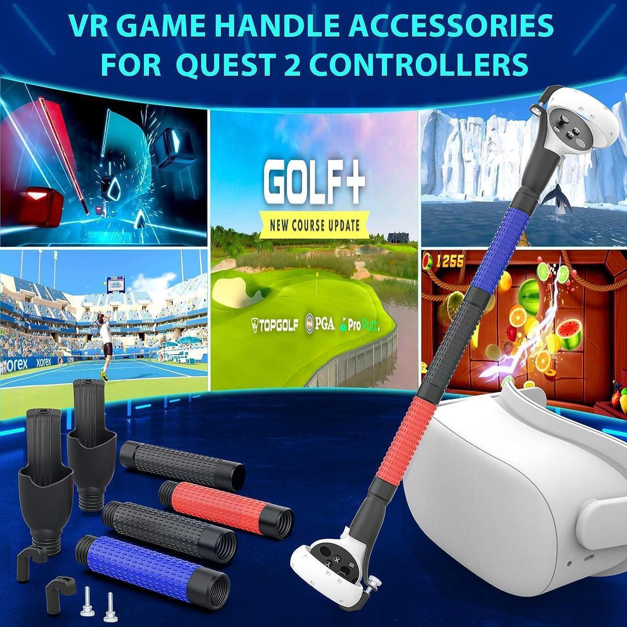 Alt view image 6 of 7 - VR Game Handle Accessories for Quest 2 Controllers, Extension Grips for Playing Beat Saber Gorilla Tag Long Arms, VR Handle Attachments Compatible with Playing VR Games
