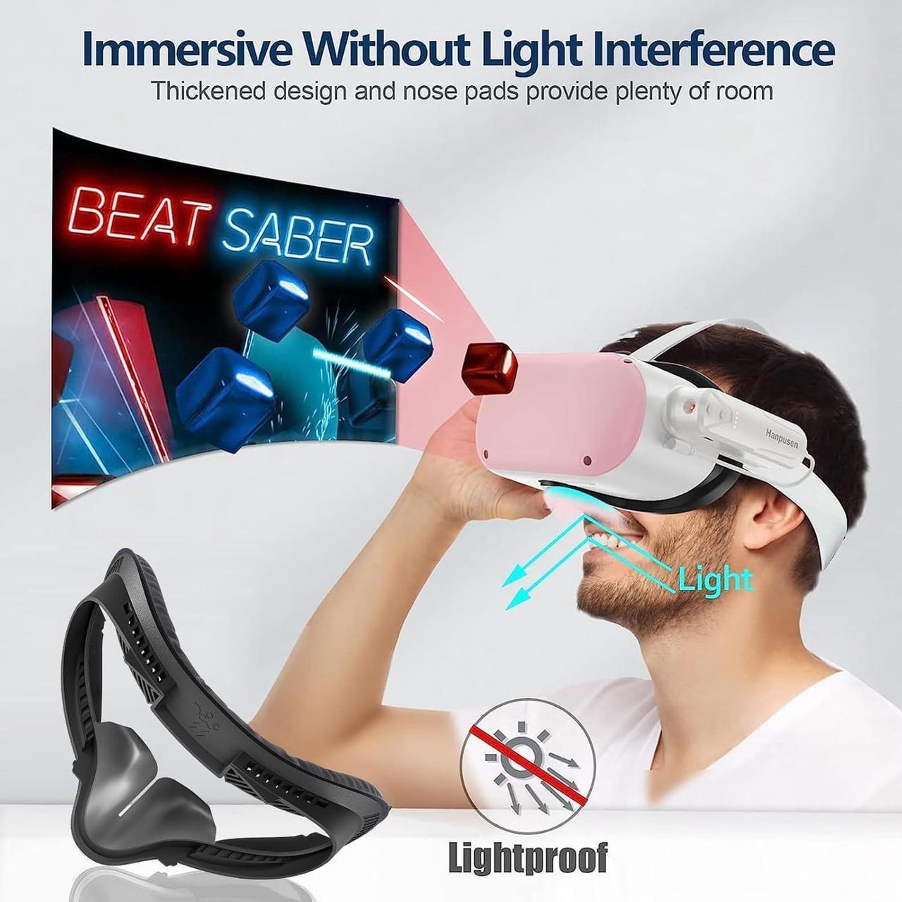 Alt view image 4 of 7 - VR Face Pad for Oculus Quest 2 Accessories, 6-in-1 Set Facial Interface Bracket Face Cushion Cover, with 2pcs Sweat Proof Leather Foam Replacement, Lens Cover, Nose Pad, Shakes Stick Caps