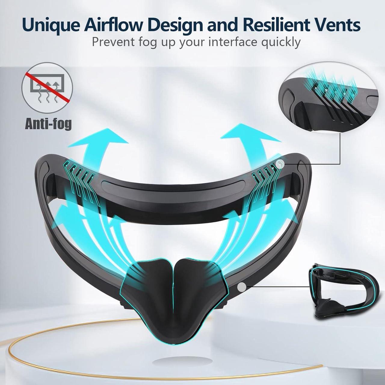 Alt view image 5 of 7 - VR Face Pad for Oculus Quest 2 Accessories, 6-in-1 Set Facial Interface Bracket Face Cushion Cover, with 2pcs Sweat Proof Leather Foam Replacement, Lens Cover, Nose Pad, Shakes Stick Caps