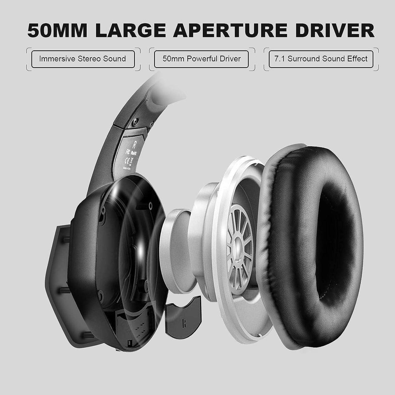 Alt view image 5 of 7 - EKSA E1000 USB Gaming Headset for PC, Computer Headphones with Microphone/Mic Noise Cancelling, 7.1 Surround Sound, RGB Light - Wired Headphones for PS4, PS5 Console, Laptop, Call Center